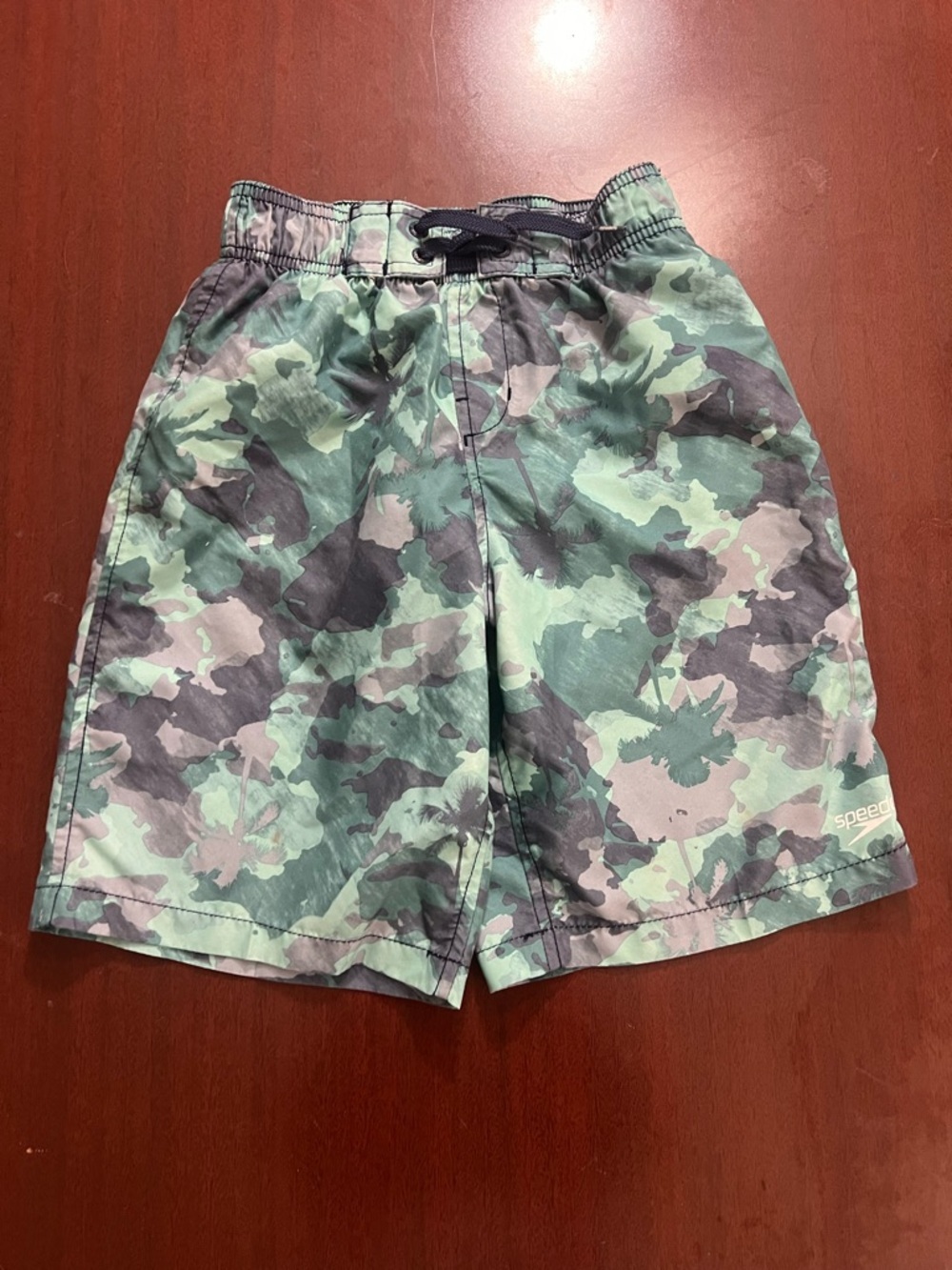 Speedo Green Camouflage Swim Trunks